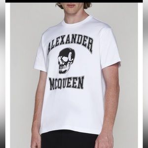 Alexander McQueen varsity logo and skull cotton T-shirt.. size large new